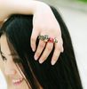 2011 Nieuwe vintage rode edelsteen ringen Persoonlijkheid Ruby Skull Flower Double Ring Best Selling 20pcs / lot