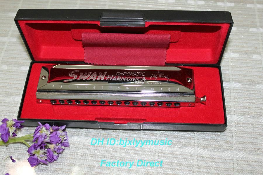HIgh 16 Hole 64 Tone Square Chromatic Harmonica Free Case Glass