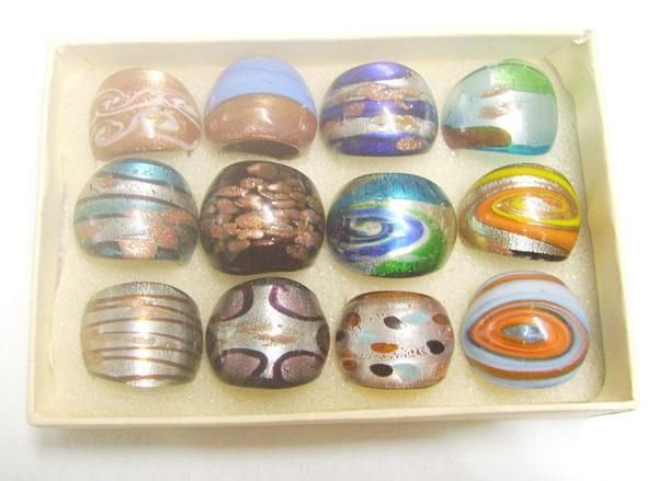 

12pcs/lot Mix Colors Styles Lampwork Glass Band Rings For Woman DIY Craft Jewelry Gift RI1