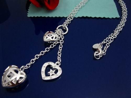 Oryginalne 925 Silver Links Chain Twarz 3 Hearts Chain Serce Chic Naszyjnik, może być stylami mieszanymi