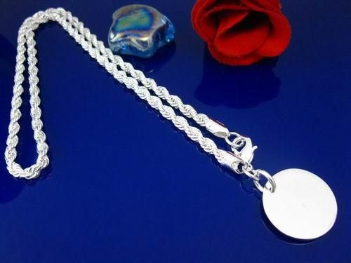 Preiswert 925 Silber Herz Schmuck 3mm Seil Kette Halskette passt ein solides Herz