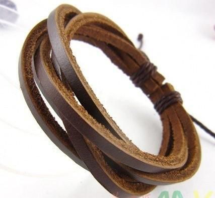 Genuine Handmade Leather Briaded Bracelets Adjustable Coffee Brown xmas gift new arrival men women 