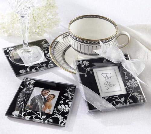 Gratis verzending! 30 stks / partij, zwart wit tijdloze tradities elegante glazen foto-achtige bruiloft gunsten