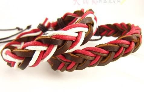 Стильный ручной конопли кожаный плетеный браслеты регулируемый новый красочные рождественские подарки 36 шт. / лот