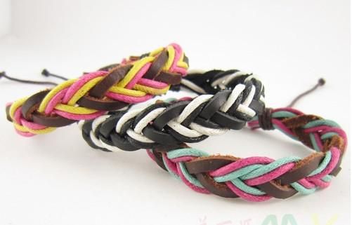 Stylish Handmade Hemp Leather Braided Bracelets Adjustable Brand New colorful xmas gifts 