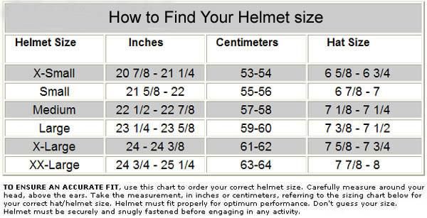Sedici Helmet Size Chart