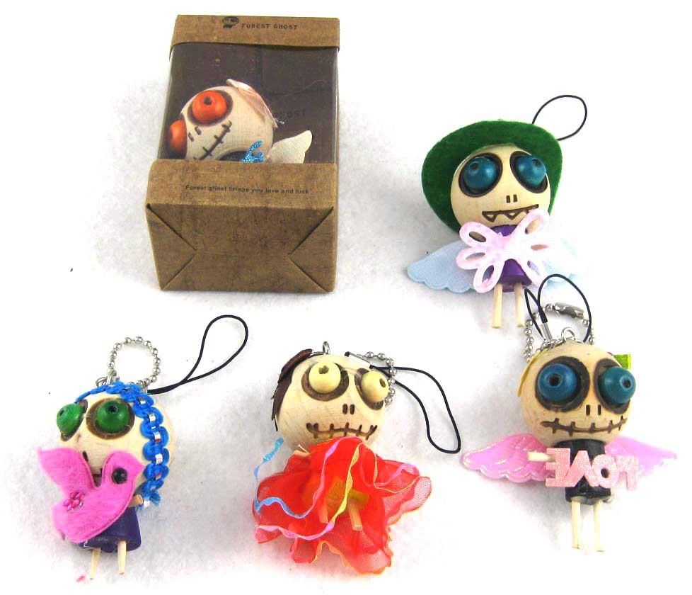 Wholesale Voodoo Doll Pendant Wood Toy Ethnic Voodoo Doll Keychain Bag Cellphone Accesso From