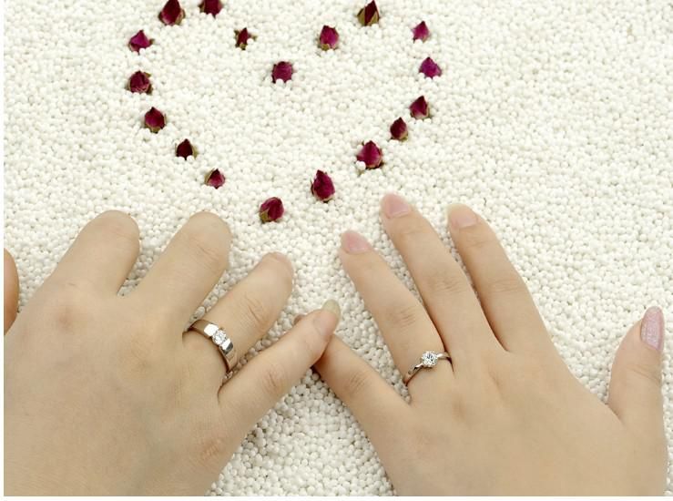 2014 fêmea anel 925 esterlina anel de prata anel de diamante casal anéis anel de casamento presentes n2