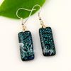 Square handmade fused art dichroic foil glass dangle earrings jewelry jewellery handmade high fashion jewellery freeshipping Mue002