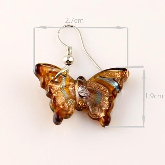 Kelebek folyo murano lampwork şişmiş venedik cam kolye kolye ve küpe mücevher setleri Mus002 ucuz moda takı