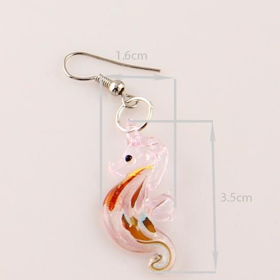 Seahorse sliver foil murano lampwork pendant venetian glass pendants necklaces and earrings sets Mus006 handmade jewellery