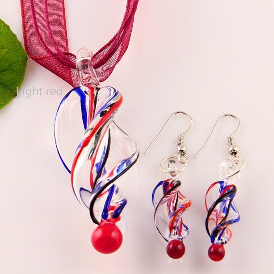 Twist Murano Hanger Blown Murano Glass Hanger Kettingen en Oorbellen Sieraden Sets Mus 007 Mode-sieraden in Bulk