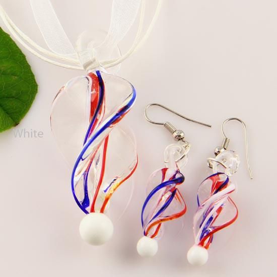 Twist Murano Hanger Blown Murano Glass Hanger Kettingen en Oorbellen Sieraden Sets Mus 007 Mode-sieraden in Bulk