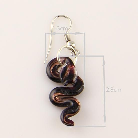 snake glitter murano lampwork blown venetian glass necklaces pendants and earrings jewellery sets Mus005 Fashion necklaces pendants