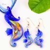 Seahorse sliver foil murano lampwork pendant venetian glass pendants necklaces and earrings sets Mus006 handmade jewellery