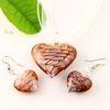 Heart Murano LampWork吹きベネチアンガラスネックレスペンダントとイヤリングジュエリーセットMUS009ハイファッションジュエリー