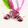 Heart murano lampwork blown venetian glass necklaces pendants and earrings jewellery sets Mus009 high fashion jewelry