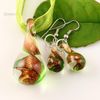 teardrop glitter lampwork pendant venetian murano glass necklaces pendants and earrings sets Mus013 cheap fashion jewellery