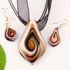 Scroll leaf glitter lampwork pendant venetian murano glass pendants necklaces and earrings jewellery Mus010-7 fashion jewelry necklaces