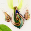 Scroll leaf glitter lampwork pendant venetian murano glass pendants necklaces and earrings jewellery Mus010-7 fashion jewelry necklaces