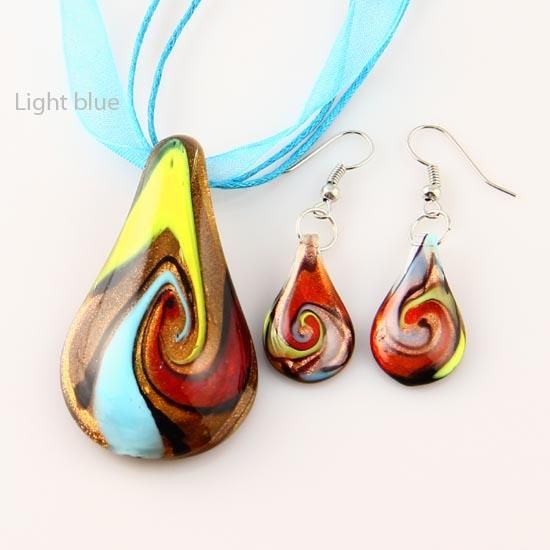 Blatt-Glitzer-Lampwork-Anhänger, geblasenes venezianisches Muranoglas, Anhänger, Halsketten und Ohrringe, Schmuck, Mus017, günstiger Modeschmuck