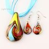 Leaf glitter lampwork pendant blown venetian murano glass pendants necklaces and earrings jewelry Mus017 Cheap fashion jewelry