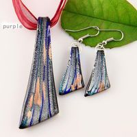 Murano pingentes de vidro folha de prata lampwork pingente colares e brincos conjuntos Moda jóias a granel Mus015