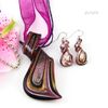 streamer glitter murano lampwork venetian glass necklaces pendants and earrings sets Mus023 handcarft jewelry