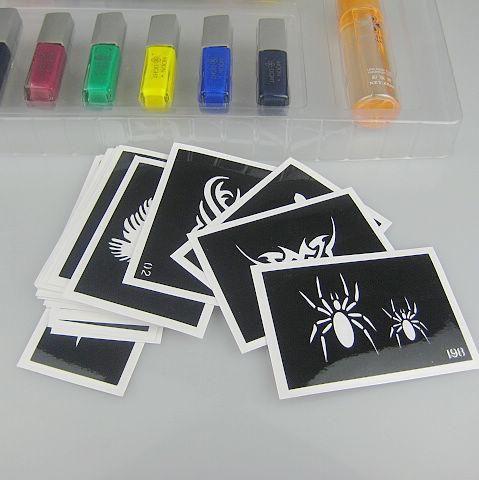 Body Painting Art Tattoo Deluxe Kit Glitter Tattoo Kit Tattoo Kondenserande Vätska Lim 12 Färger TCLG12