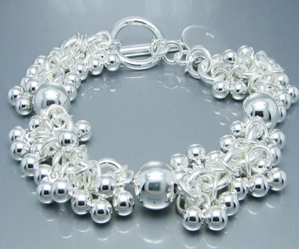 Vogue jóias 925 prata bonito uva pulseiras pulseiras charme caber caixa bonita