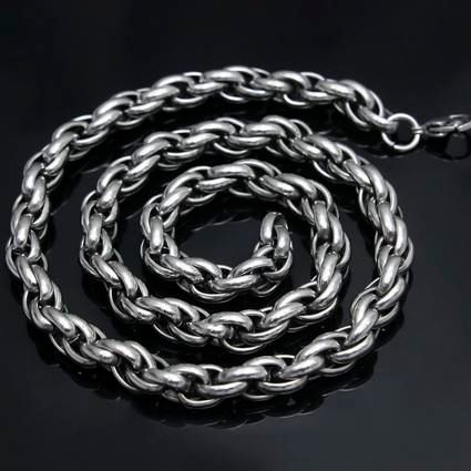 Collar con cadena de cuerda de 10 mm para hombres de acero inoxidable 316L, 21.6 ''