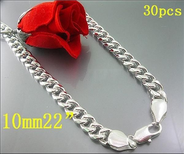 La collana chain 10b del barbastro dei monili degli uomini d'argento all'ingrosso 925 di modo trasporto veloce 22inch