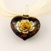 Heart love flower inside murano lampwork italian venetian handmade fashion jewelry glass necklaces with pendants hand blown art glass Mup006