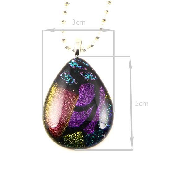 Big water drop teardrop handmade art dichroic foil murano glass pendants for necklaces cheap china fashion jewelry Mup048