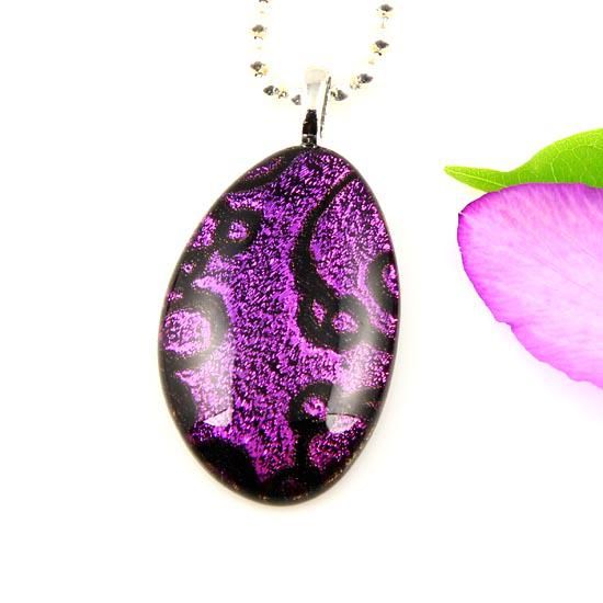 049 Art fused teardrop dichroic foil murano glass pendants for necklaces jewelry handmade cheap fashion jewlry Mup049
