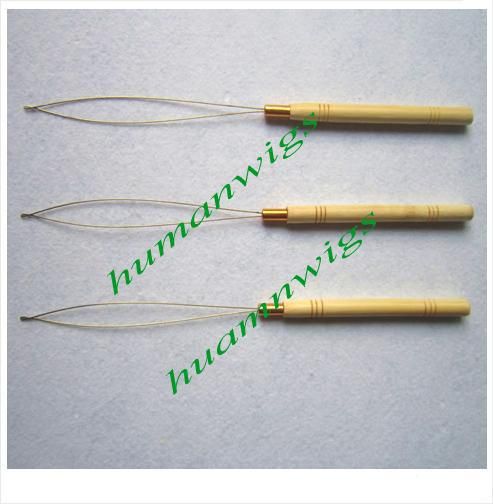 Feather Hair Extensions Draad Draadhulpmiddelen, Bamboe / Houten Handvat, Micro Ringen Hair Extensions Tools