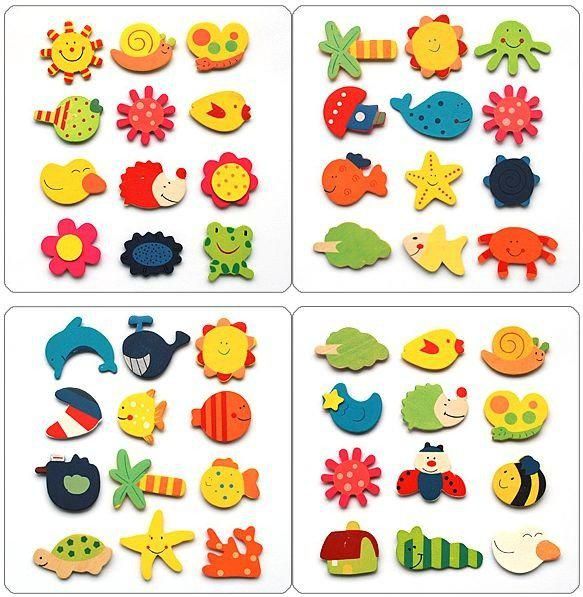 Wooden Figures Refrigerator Fridge Magne Toys For Children