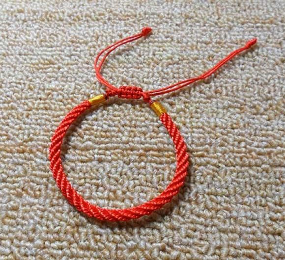 Chinese style fashion handmade red knit braid bracelet taut clasp Red color,