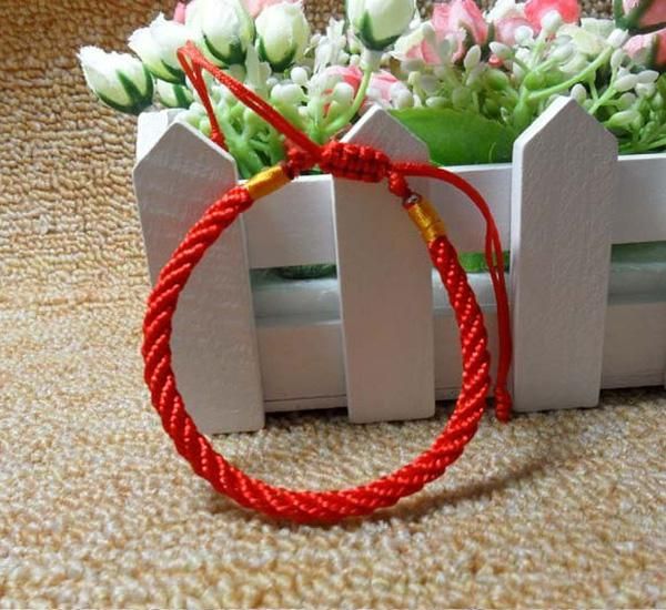 Rote strickende rote Farbe der chinesischen Artart und weise handgemachte rote Strickbortearmband-Rot, / 