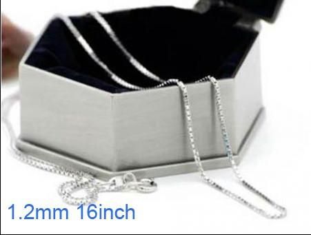 ELEGANT jewelry hot!925 Silver 1.2mm box chain necklace 16inch~24inch,can be mixed styles