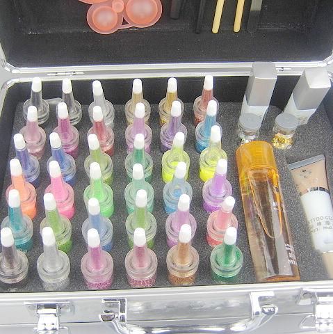 Kit de pintura del tatuaje deluxe kit es kit de suministros kit de tatuaje brillo Body Art kit de lujo