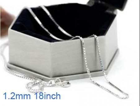 ELEGANT bijoux chaud! 925 argent 1.2mm boîte chaîne collier 16 pouces ~ 24 pouces, peut être des styles mixtes