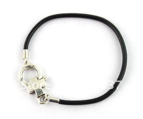 12PCS Cross CLASP black leather charm bracelets 20CM #20430