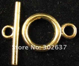 120sets Antiqued Gold PLt Color Smooth Circle Toggle Clasps A273G