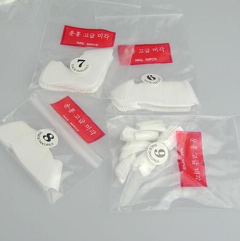 500 Weiß Französisch Acryl Nail Art Falsche Gefälschte Nagelspitzen Mit Nagel Kleber 5 beuteln / 500 teile / beutel