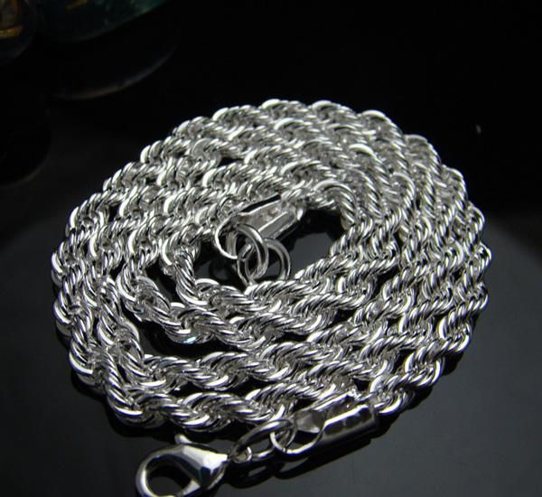 Al por mayor-caliente 925 plata 3MM collar de cadena de cuerda 20 pulgadas / 51cm, ajuste regalo de Navidad
