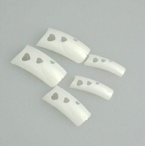 500 weiße französische Herz-Designer-Nagel-Kunst-falsche gefälschte Nagel-Spitzen mit Nagel-Kleber 5bags / lot (500pcs / bag)
