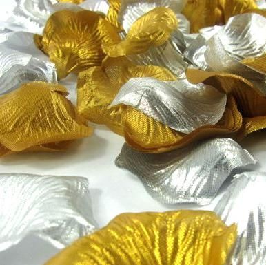 Altın Gümüş İpek Gül Yapraklı Düğün Favor Parti Çiçek 20 Torba torba başına 100 adet, 2000 Adet / grup