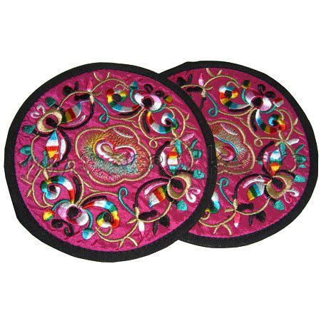 Único Rodada Bordado Pano De Algodão 2 Coaster Set Estilo Chinês Coffee Table Cup Mat Almofada Protetora Decorativa 10 conjuntos / lote