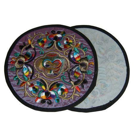 Unique Round Embroidered Cotton Cloth 2 Coaster Set Chinese style Coffee Table Cup Mat Decorative Protective Pad 